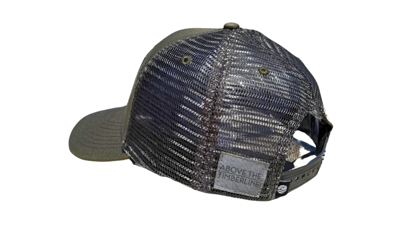 Green & Grey with Brown Leather Patch Hat