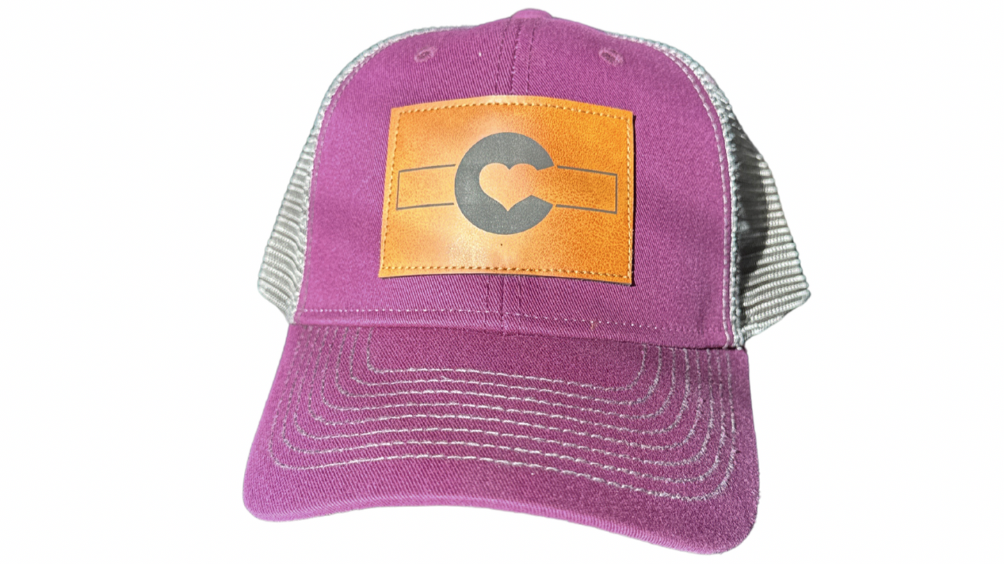 Purple and Grey with Brown Leather Patch